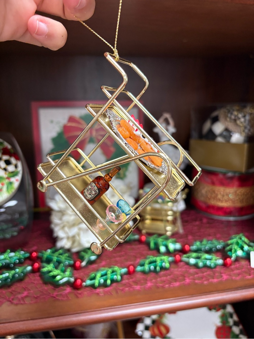 Holiday Bar Cart Ornament with Mini Accessories